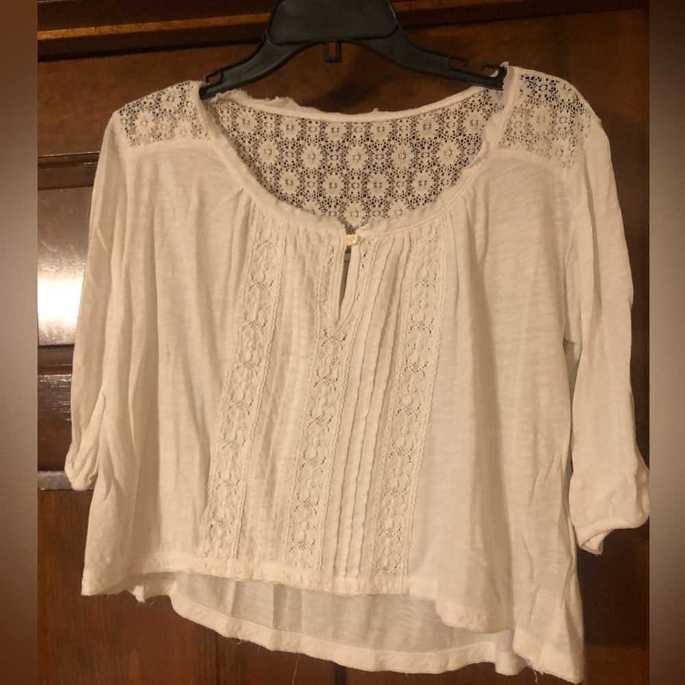 Abercrombie Kids Girls’ L Lace Patterned ¾ Sleeve Shirt